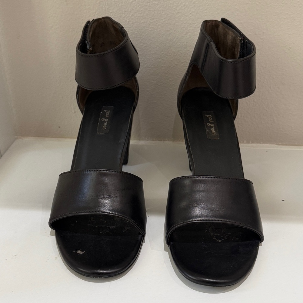 Paul Green Black Chunky Heel Shoes with Adjustable Straps size 4.5